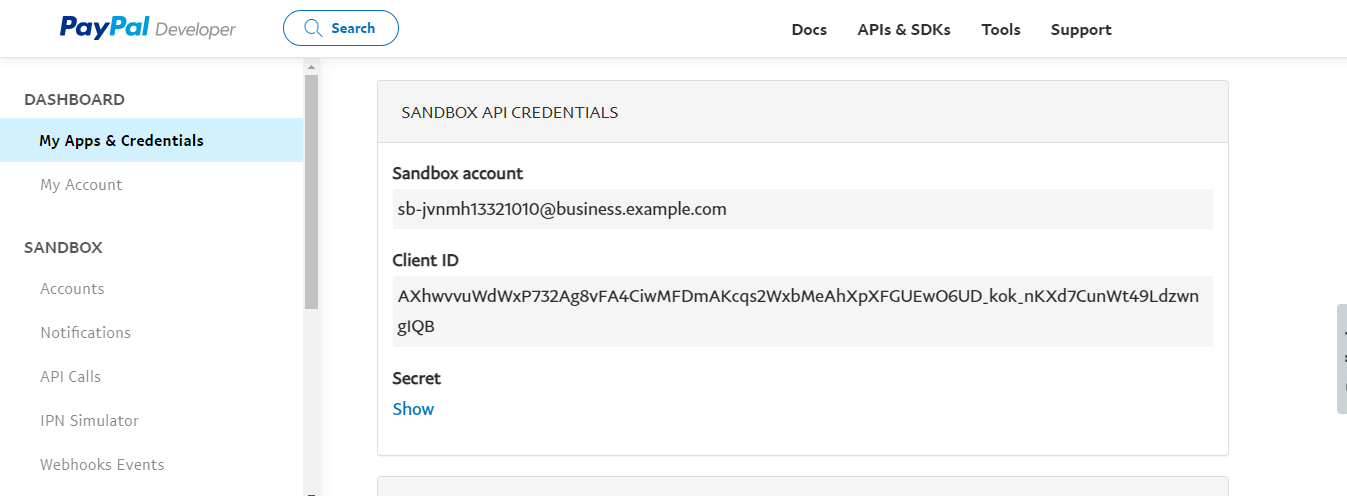 PayPal Credentials